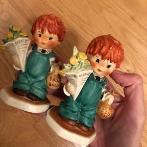 2 Vintage 1958 Goebel Red Head Boy “Good News” Figurines